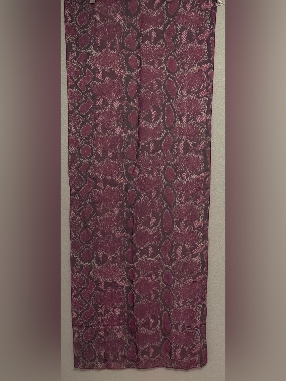 Vintage I. Magnin 100% Silk Scarf, Red Snake-Print, 21”x52”
